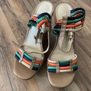 Enzo Angiolini Women's Size 7m Dambra Glitter Strappy Wedge Sandal